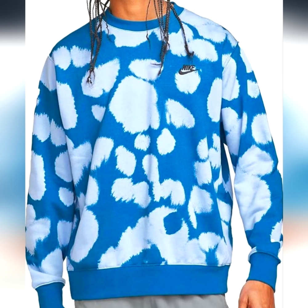 Nike Men's Blue Patterned Sweater Medium